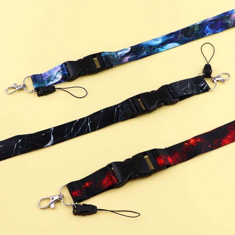 DMLSKY Lanyards for Keys ID Badges Men Women  3 Pcs Cool Galaxy Neck Lanyards Keychain Black Red Purple - Image 3